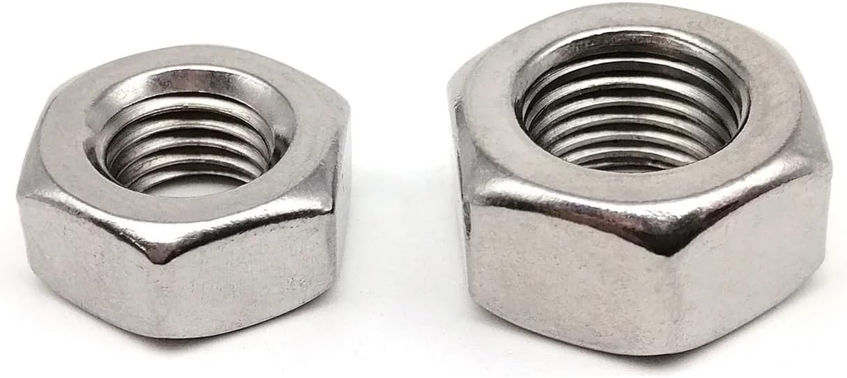 Fine Thread M3 M4 M5 M6 M8 M10 M12 DIN934 304 A2-70 Stainless Steel Hex Hexagon Nut 5/10Pcs(5pcs M10 pitch 1.0)