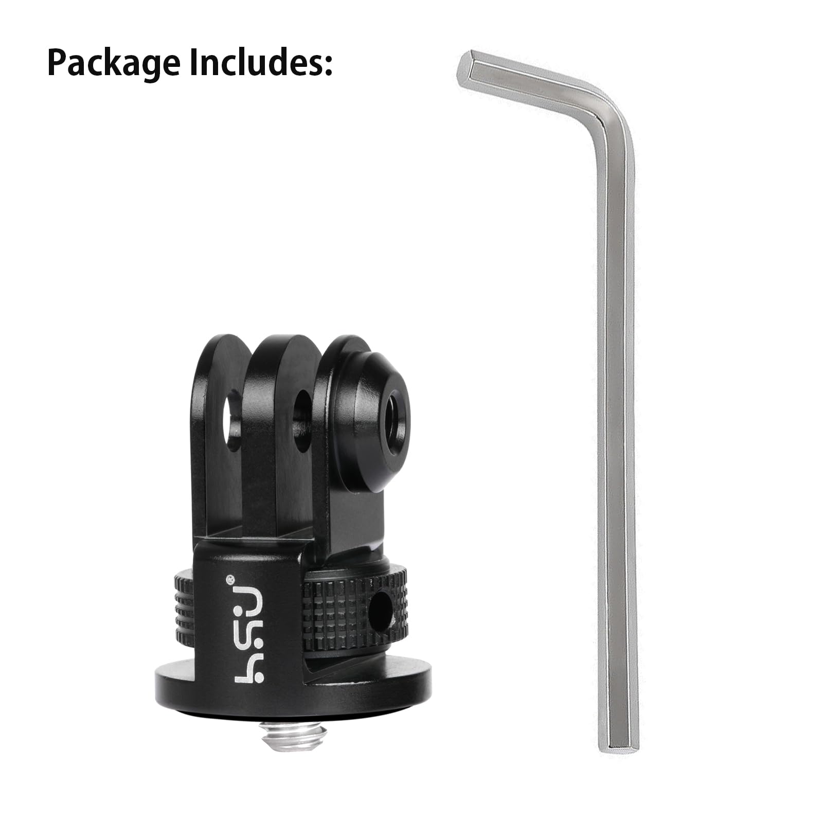 HSU Aluminiowy uchwyt kamery sportowej do adaptera śrubowego 1/10.2 cm-20 do GoPro Hero 13/12/11/10/9/8/7/6/5/4/3