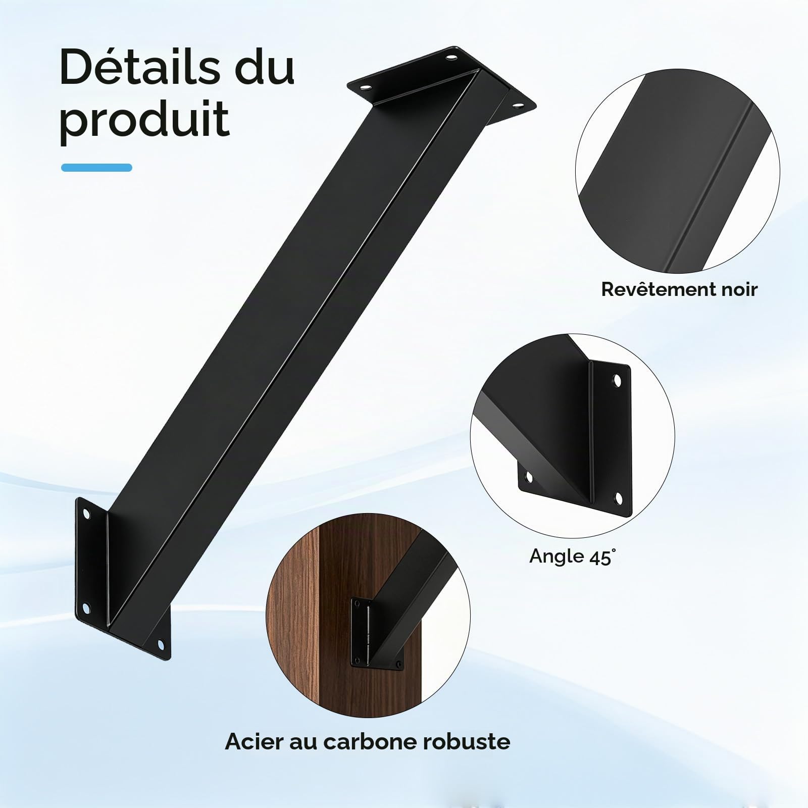Équerres D'angle à 45 Degrés, 4PCS Support Poteau pour Pergola Bois