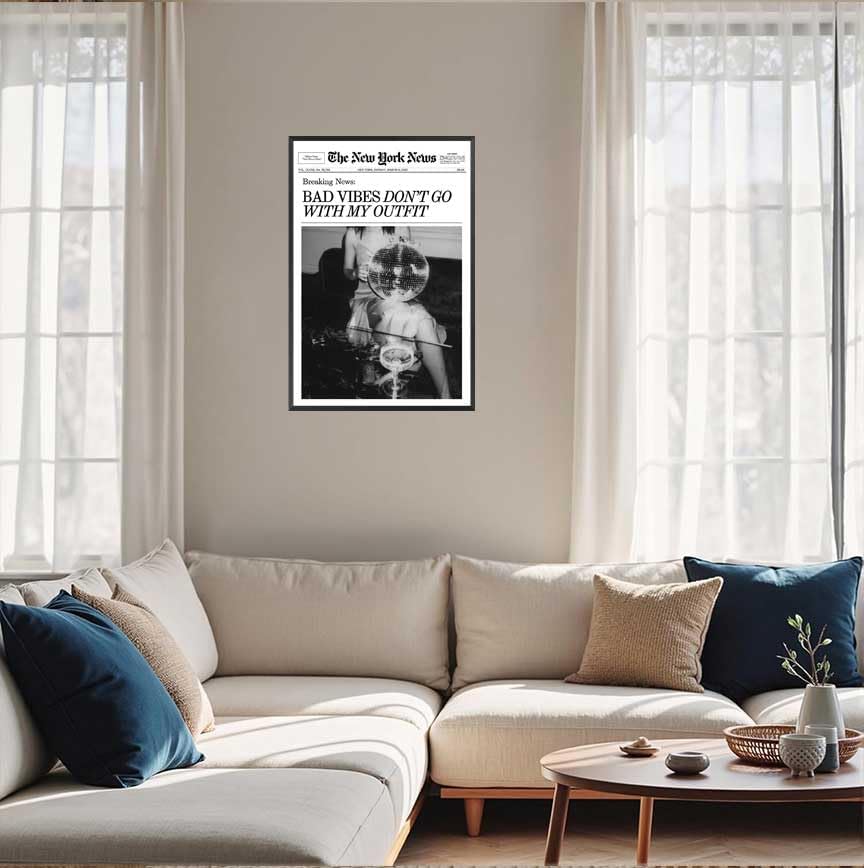 Miniatura 5 de Lienzo retro del New York Times para pared, divertido póster de portada de revista, póster de periódico, bola de discoteca, bar, carrito, cóctel,