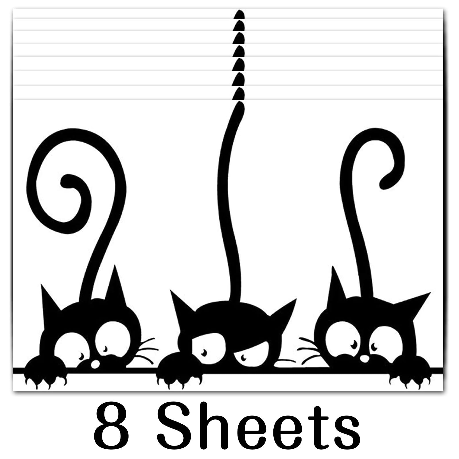 Combinación de Vinilos Gato, 8 Piezas Tres Negro Gato Pared Pegatinas, Pegatinas Desmontables Gato Papel, Adhesivo Mural Gatito, para la Decoración del Aula de Vidrio de la Habitación de los Niños