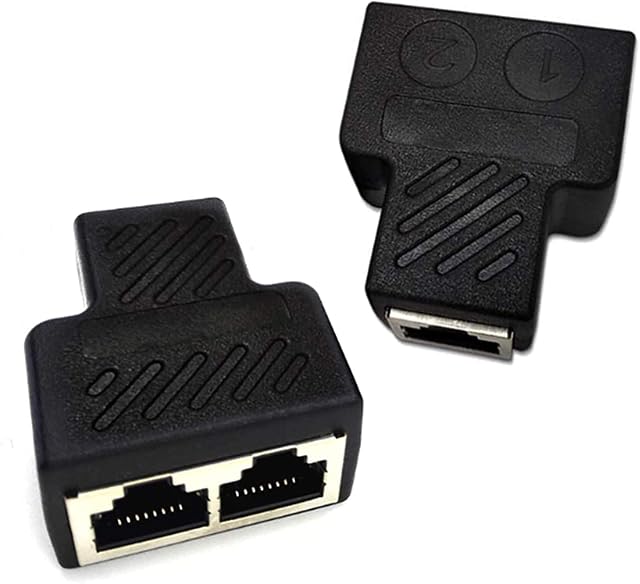 JeoPoom Rj45 Lan Splitter [2 Pieces], Connections 1 To 2 Splitter Plug Adapter, Ethernet Splitter Network Extension Adapter, Two Computers Can Surf The Internet At The Same Time