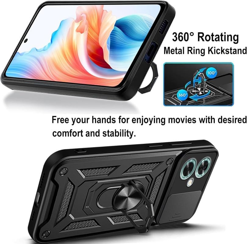 Image of AIBEX Back Cover for Oppo A79 5G | D10 Tough Armor Case | Sliding Camera Shield | 360 Protection | Kickstand Ring Holder | Military-Grade Shockproof Bumper Case