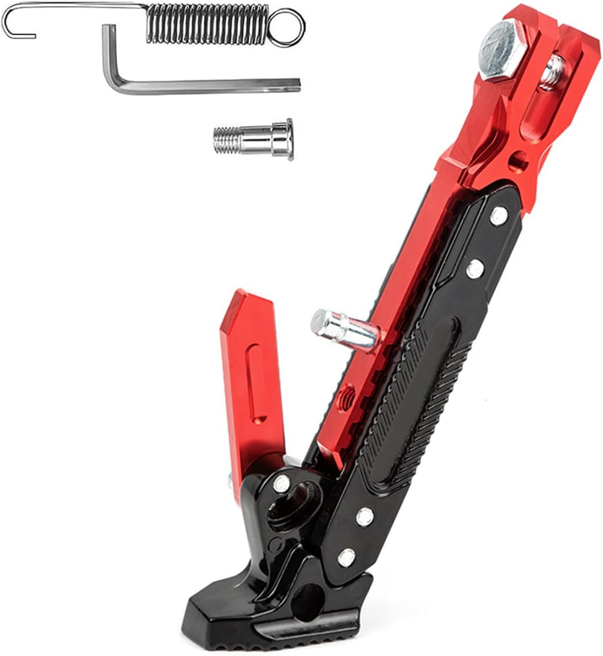 Motorcycle Kickstand for Suzuki Avenis, Adjustable Foot Side Support Stand Extension, Folding Parking Stand for Motorbike, Stable Solid Construction,B Red