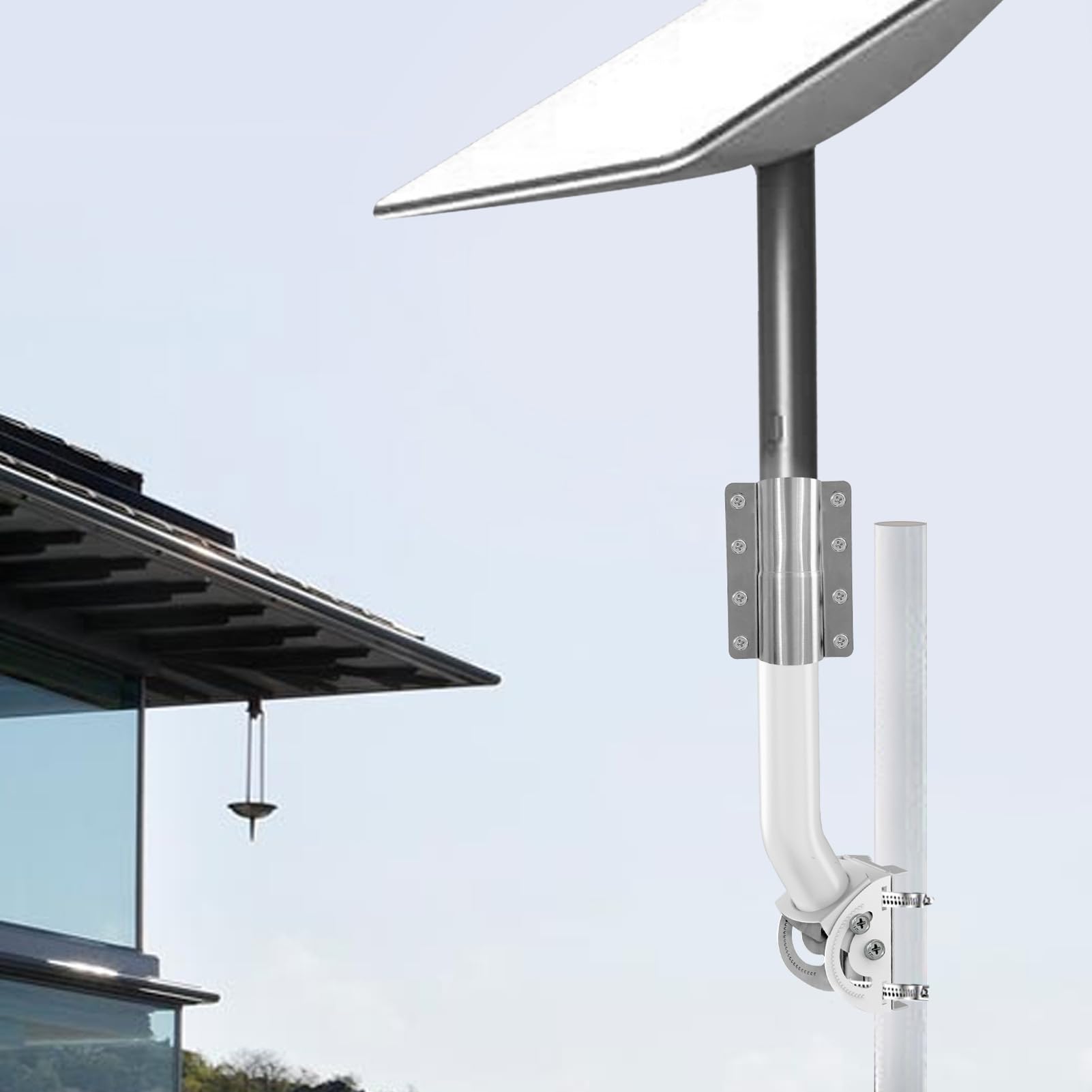 Kit di Montaggio su Tetto Regolabile Supporto a Parete Lungo per Carichi Pesanti Set di Staffe di Montaggio su Palo per Antenna Parabolica Rettangolare V2 per