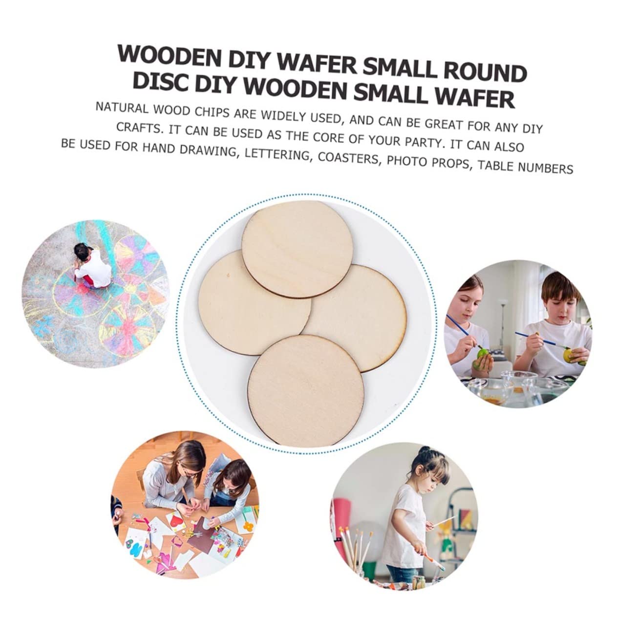 Abaodam 100stücke Holzscheiben Runde zum Bemalen Dekorative Holzplättchen für Bastelbedarf Diy-holzscheiben als Heimdekoration