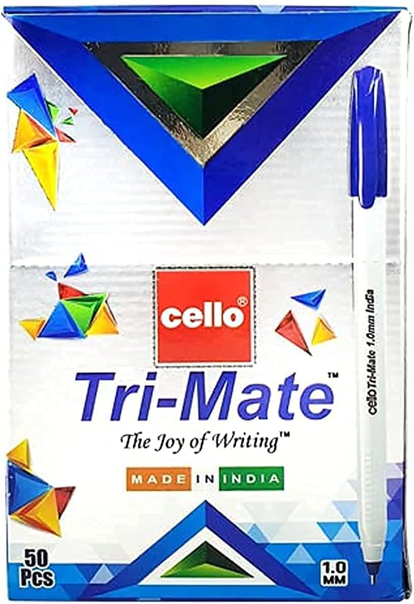 CELLO TRIMATE BALL PEN 1.0MM BOX OF 50PC BLUE