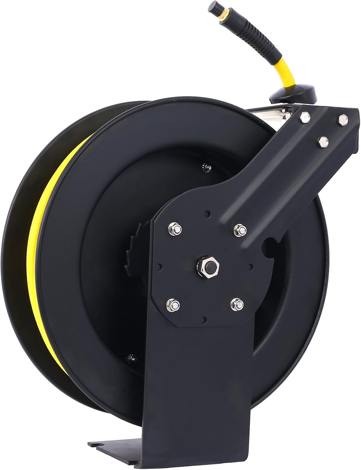 Retractable Welding Hose Reel - 3/8" x 50Ft SBR Rubber Hose with Heavy Duty Industrial Steel Single Arm | Max 300PSI Air Hose Reel for Floor/Ceiling/Wall Mounts