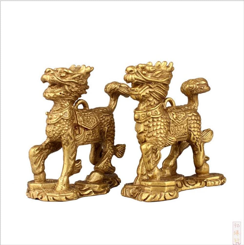 LILOVEPure Copper Kirin Ornament A Pair of Eight Trigrams Kirin Key Pendant Hanging Eight Trigrams Kirin(2 Pack)