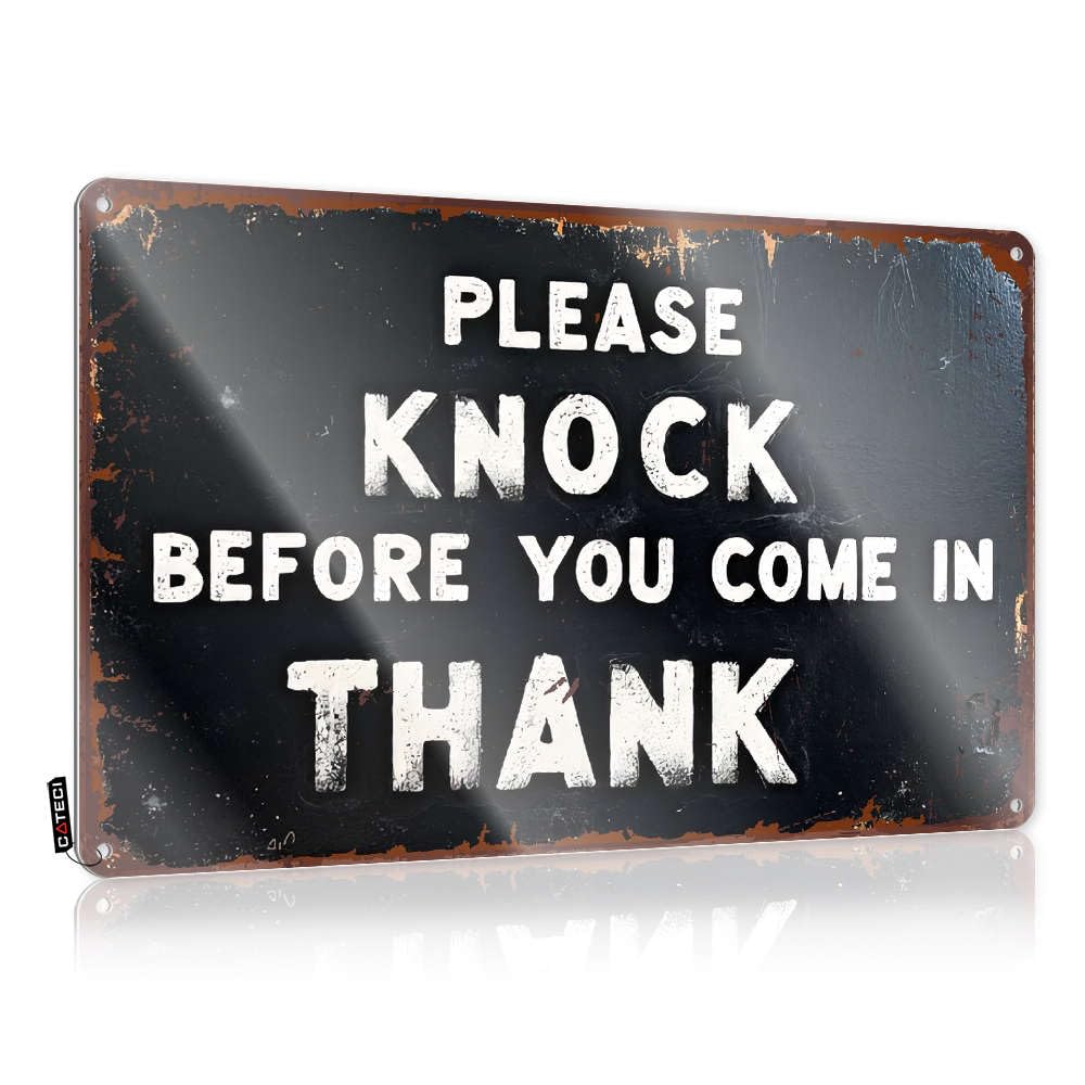 Funny Signs For Home Decor Please Knock Before You Come In. Thank You. Tin Sign Man Cave Funny Signs Funny House Decor(30X40CM)