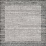 Unique Loom Del Mar Collection Contemporary Transitional Light Gray Square Rug (8' 0 x 8' 0)
