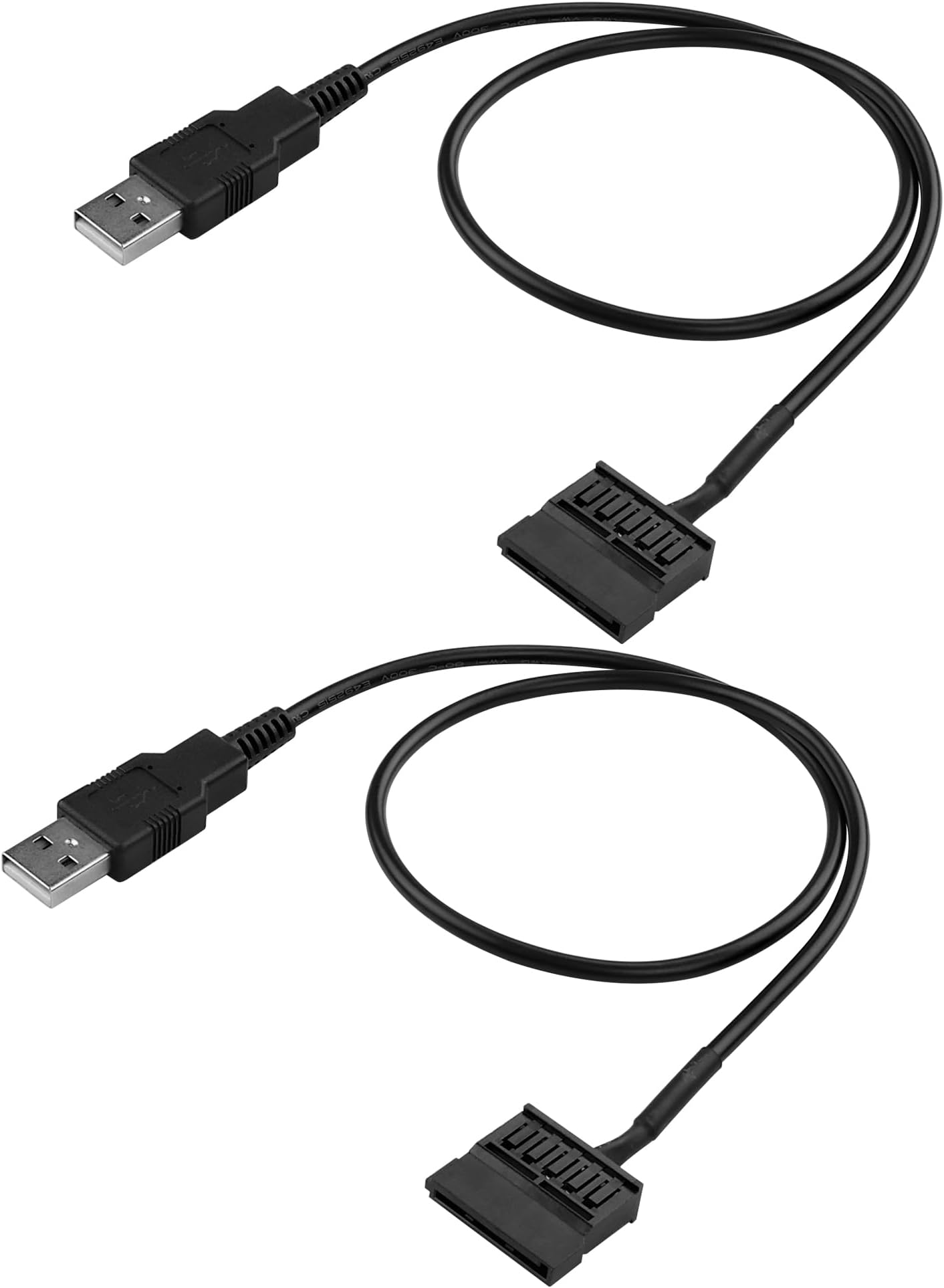 2-Pack USB to SATA Power Cable, 50cm 22AWG Tinned Copper Cord for 2.5'' SATA HDD/SSD, Power Supply via USB Port/Charger/Power Bank (No Data Transfer, 5V Only, Not for 3.5'' Devices)