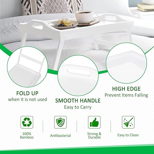 Miniatura 9 de Bandeja para la cama con patas plegables, para cocina, desayuno, bandeja de comida para servir, bandeja plegable para ver TV, para laptop, bandeja