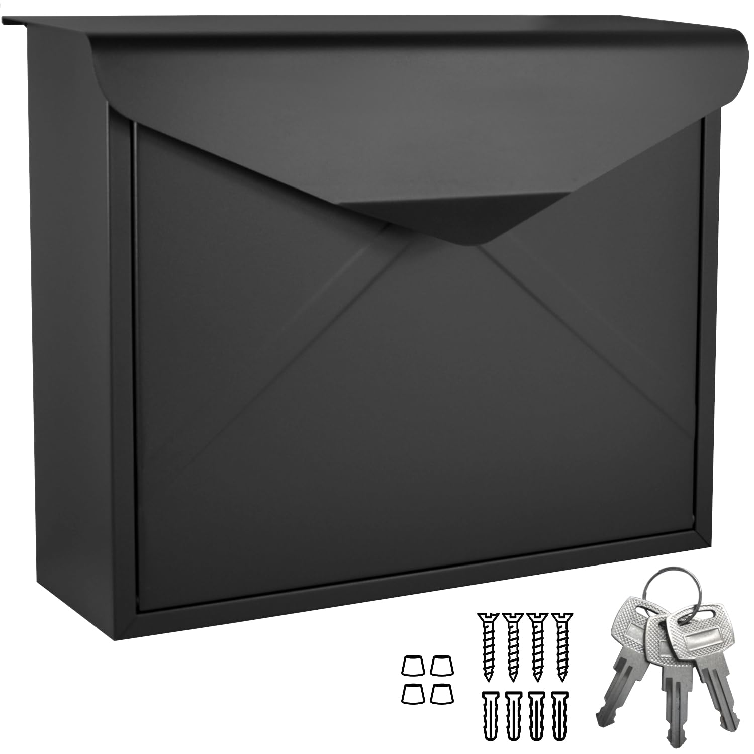 Buzón de diseño de Pared sin Tubo para periódicos | Negro mate RAL 9017, adecuado para A4/C4