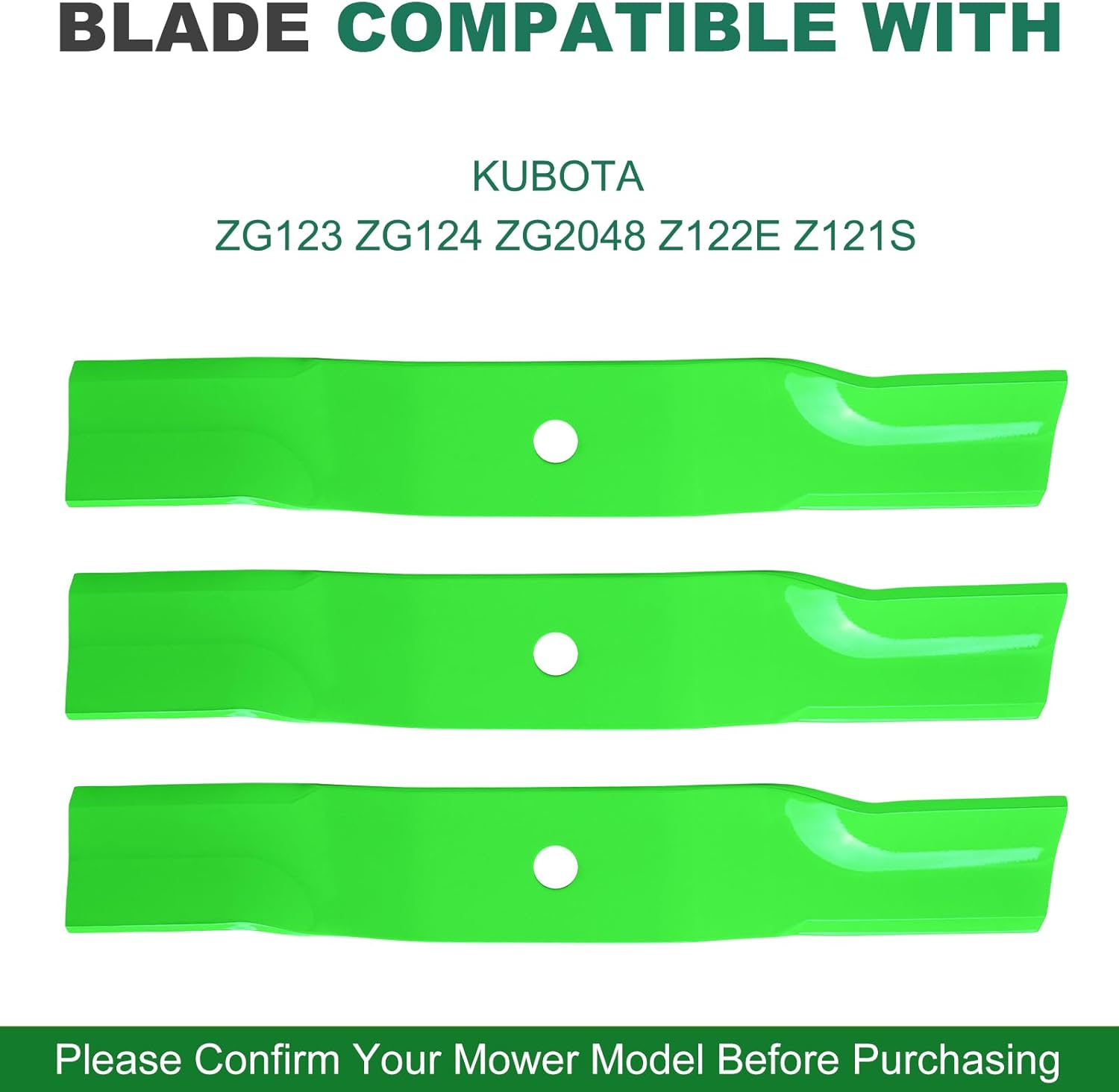 KUBOTA K5182-71840 K5575-34330 K5575-97530 K5579-92330 K5579-92332 48" Lawn Mower Blades(Heavy Duty), Compatible with Kubota Kommander ZG123 ZG124 ZG2048 Z122E Z121S ZG222A (3 Pack)
