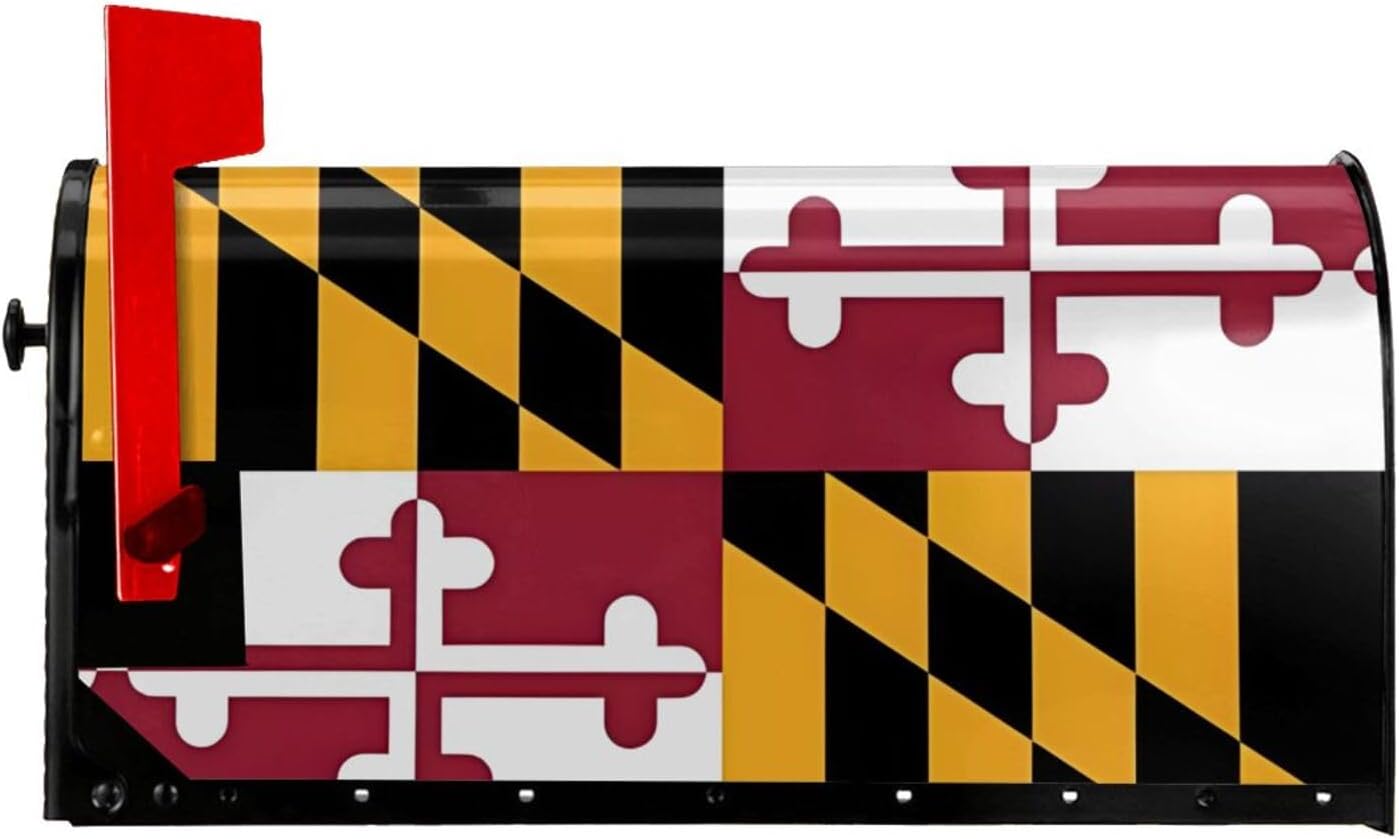Flag of Maryland Print Magnetic Mailbox Cover - Decorative Seasonal Outdoor Mailbox Wrap Mailbox Accessory for Standard & Large US Mailboxes (21×18 in / 25.5×21in)