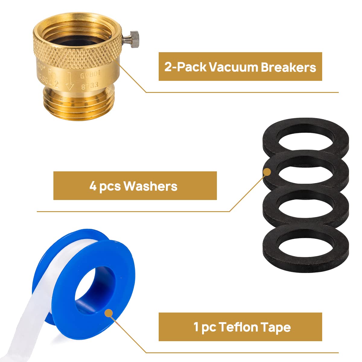 Buy Breezliy 2Pack Brass Vacuum Breaker Set 3/4" AntiSiphon Hose Bib