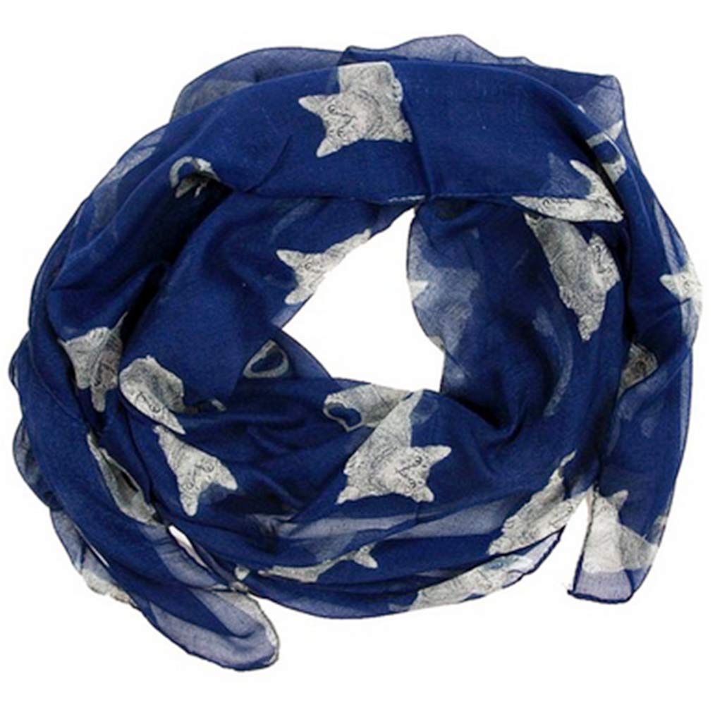 A Liittle Tree Women's Navy - Cutie Cat Print Lady Soft Scarf (Navy)