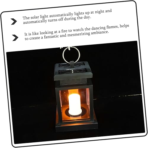 Miniatura 8 de Uonlytech 2 linternas solares de metal al aire libre lámpara de pilar de plástico con llama parpadeante para camino de jardín