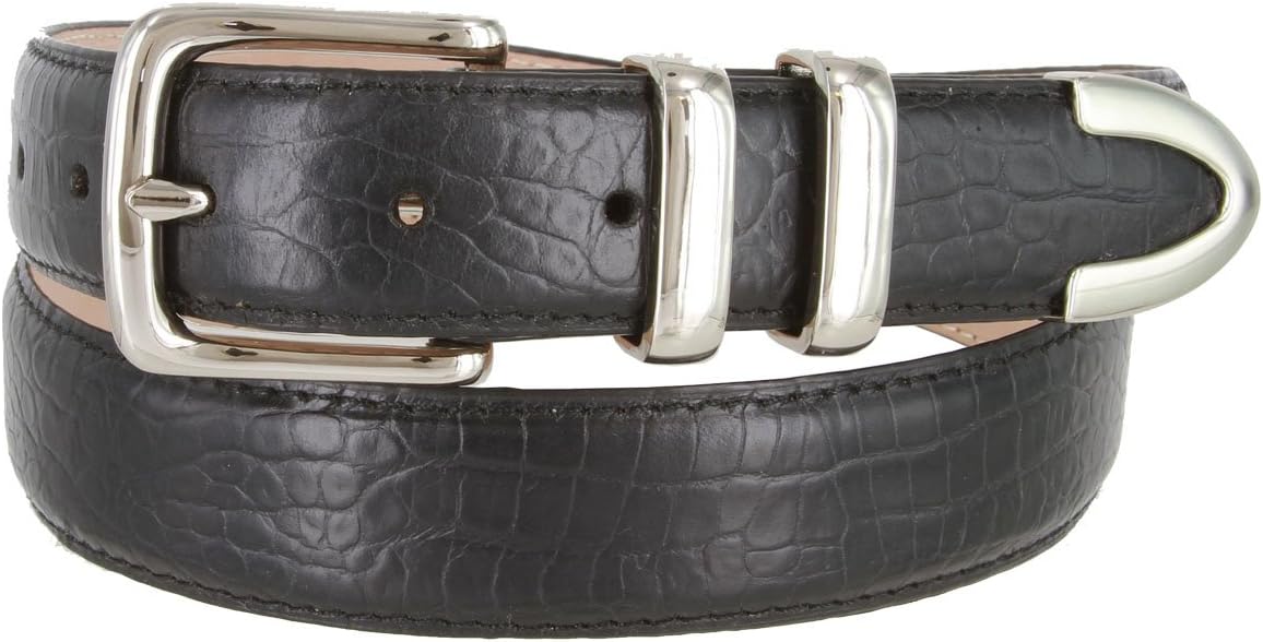 Genuine Italian Calfskin Embossed Leather Casual Dress Belt 1-1/4" Wide