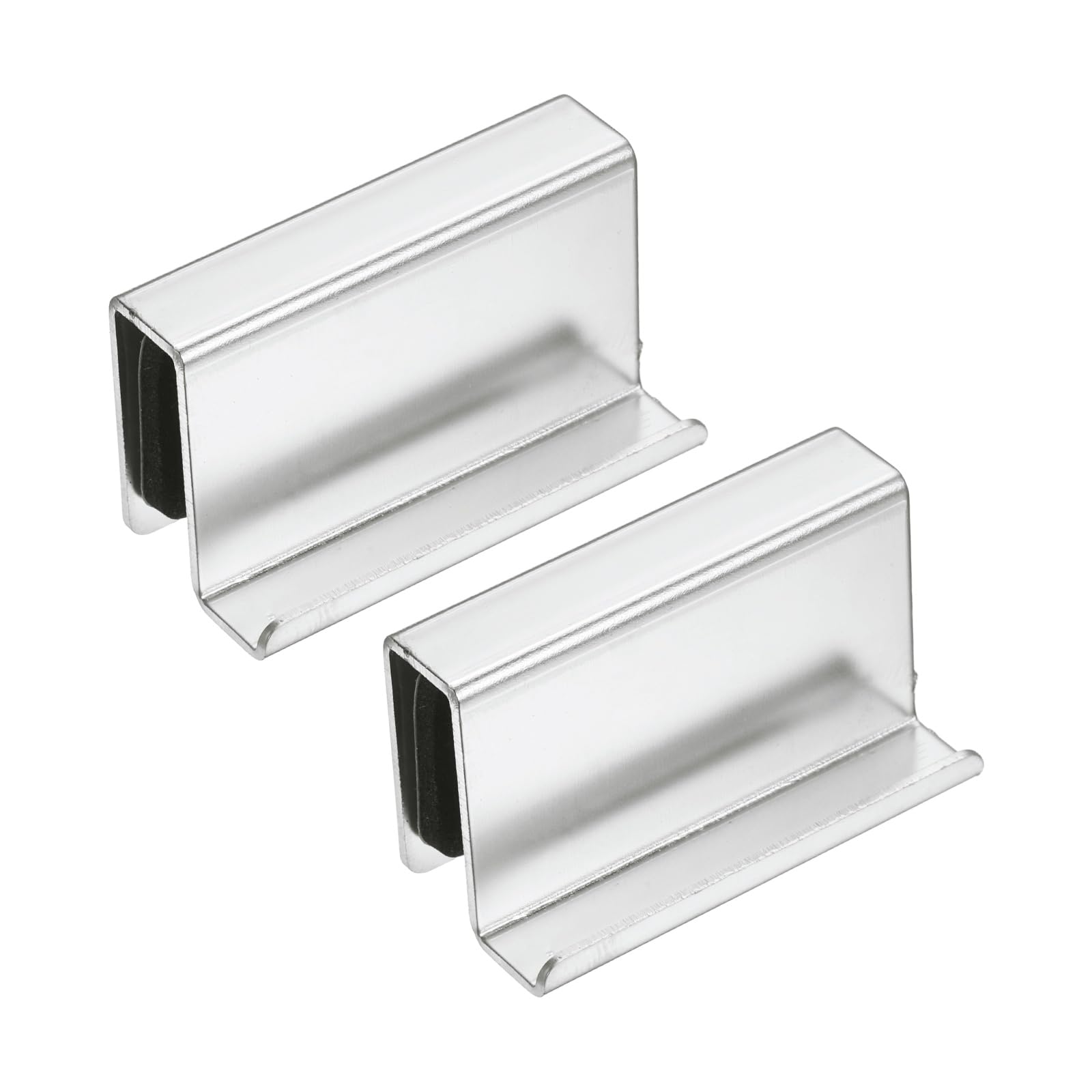 sourcing map 2Pcs 1.6 Inch Glass Finger Edge Pull, Steel Window Display Door Clips, Concealed Cabinet Door Handle for Drawers, Wardrobes, Display Glass Case, Furniture, Pearl Chrome — image 1