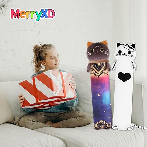 Miniatura 5 de MerryXD Almohada larga Kawaii de peluche con forma de gato, 44 pulgadas, suave, lindos animales de peluche, juguetes grandes para niños, regalos