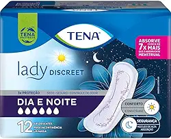 Tena Lady Discreet, Absorvente para Incontinência Urinária Moderada, Dia e Noite, sem abas - 12 unidades