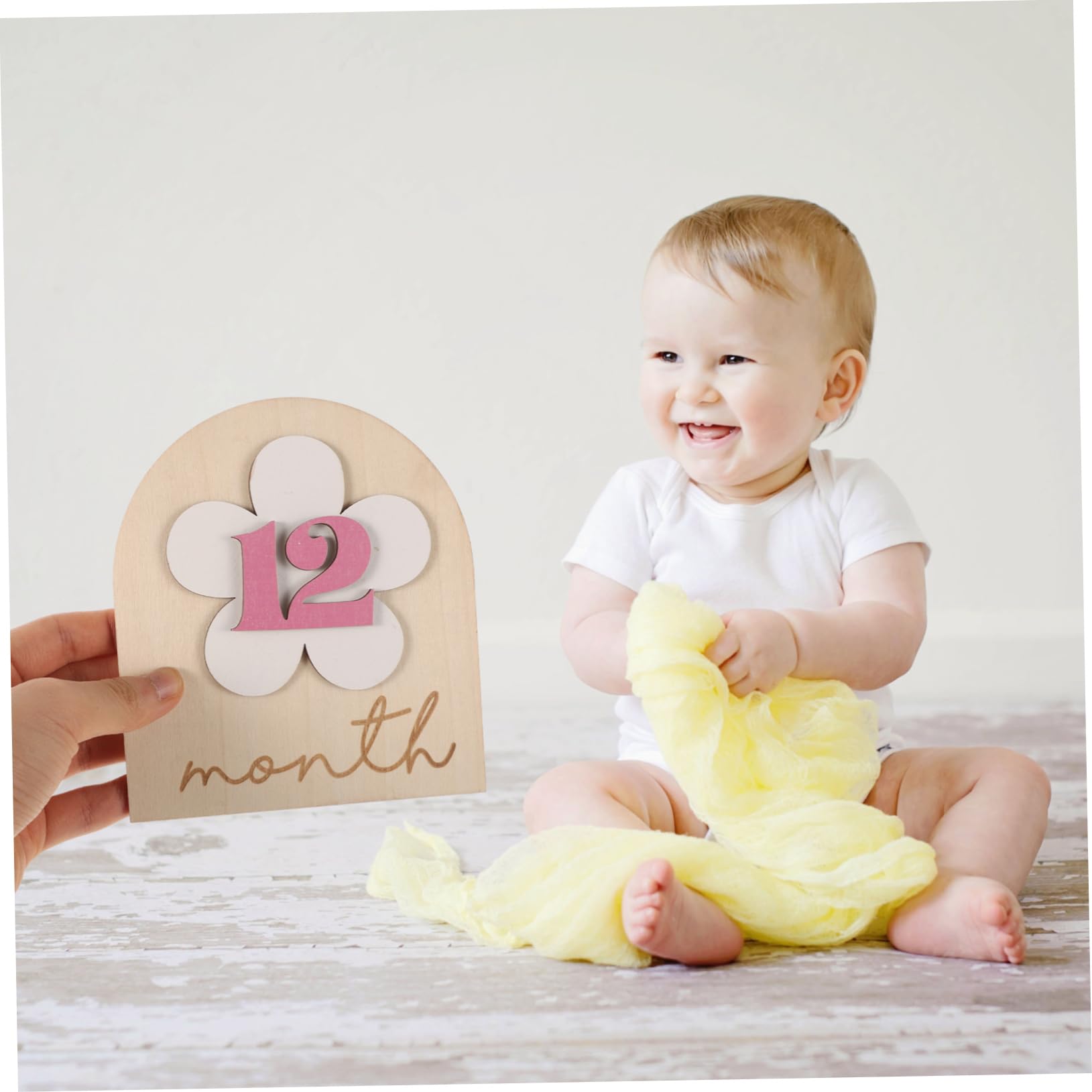 NUOBESTY 4 Juegos Accesorios del Mes del cumpleaños Detalles Señal de Mes para Decoración para recién Nacido Tarjetas de hitos del Meses Bebe de Madera