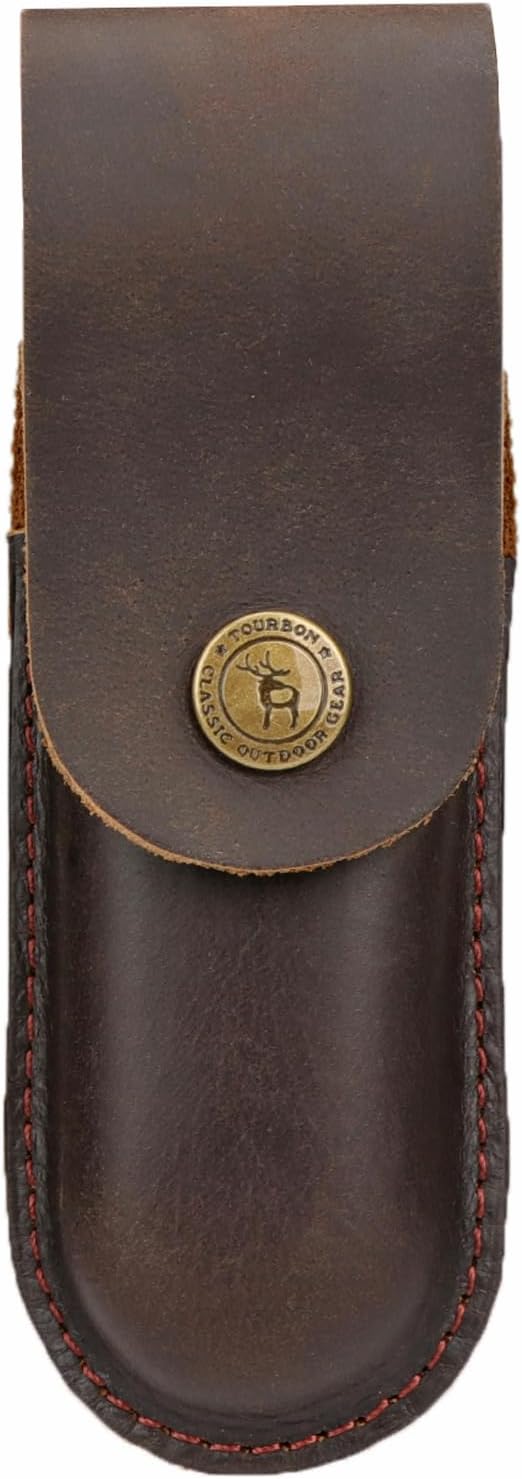 Tourbon 5″ Leather Folding Knife Sheath with 2″ Belt Loop for EDC Tourbon 5″ Leather Folding Knife Sheath with 2″ Belt Loop for EDC