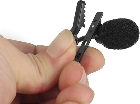 Lavalier Microphone Omnidirectional Electret Condenser Barrier Microphone with 3.5mm TRRS 1.5M Cable Clip-on Microphone Color: Black, Size: 3 meters