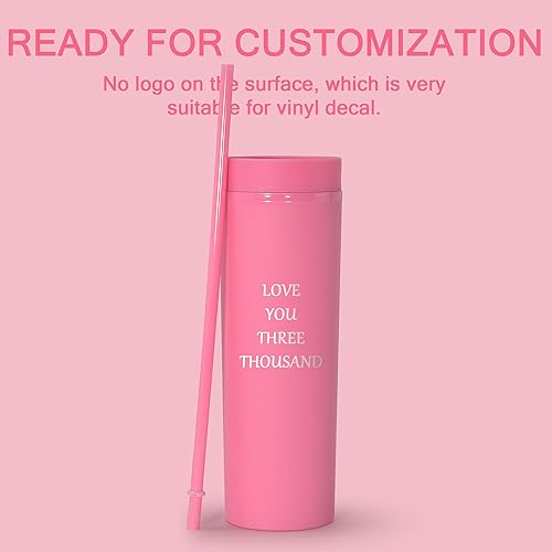 Miniatura 5 de sweet grain Vasos delgados de 16 onzas con tapas y popotes (paquete de 6)  Juego de vasos acrílicos de color pastel mate, vaso acrílico reutilizable