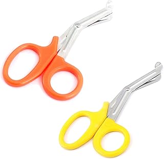 2 PCS (Yellow & Orange) Paramedic Utility Bandage Trauma EMT EMS Shears Scissors 7.25 INCH Stainless Steel (PC Brand)