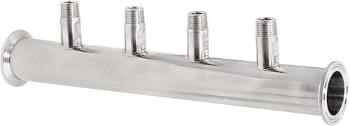 Miniatura 2 de HFS (R) Abrazadera triple de 1.5 "a NPT Colector de cuatro vías (4) 38 "NPT macho 12" longitud 304 acero inoxidable