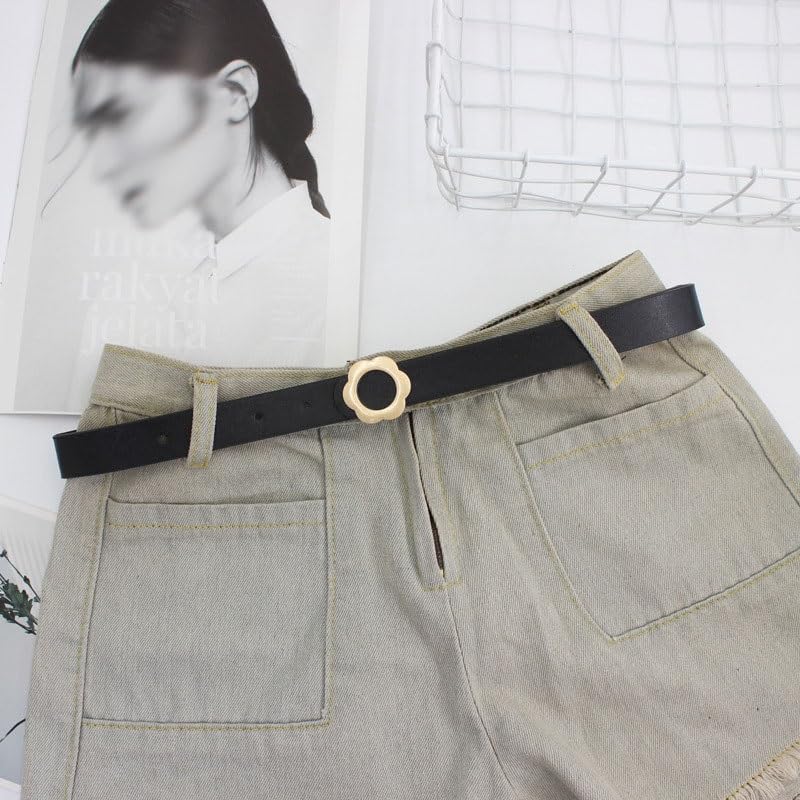 Women's Jeans Belt Student Decorative Flower-shaped Smooth Buckle Belt3