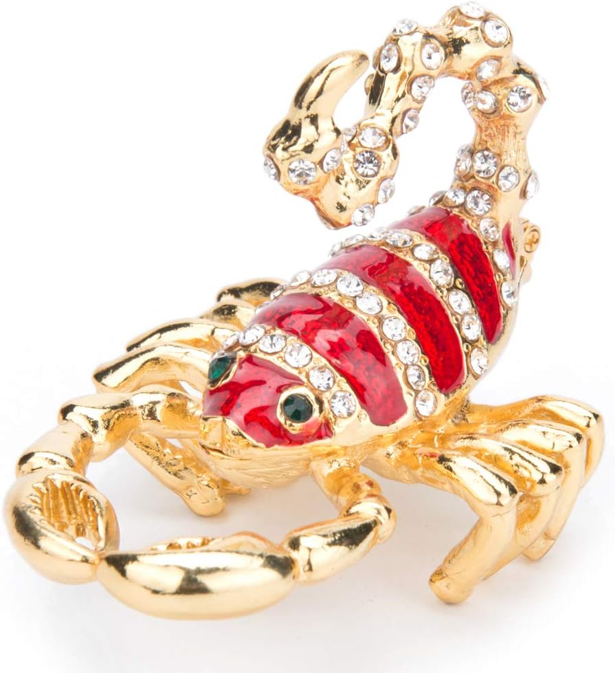 Furuida Scorpion Trinket Boxes Hinged Enameled Jewelry Box Animal Figurine Or...