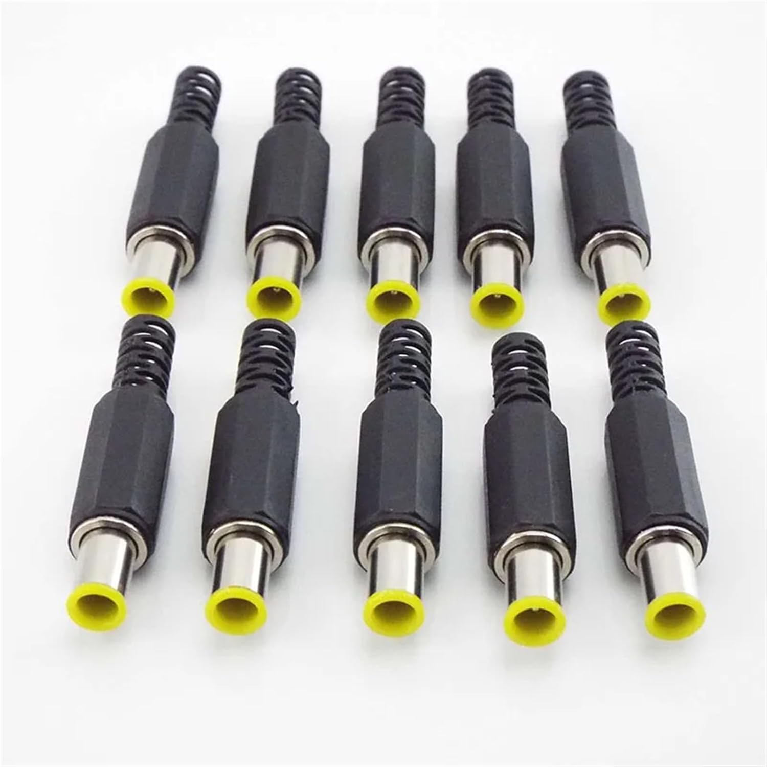 6.5mm x 4.4mm DC Male Power Connector Jack Adapter with 1.3mm Pin Connector Yellow Head 6.5 4.4 Male Welding Audio(10pcs)