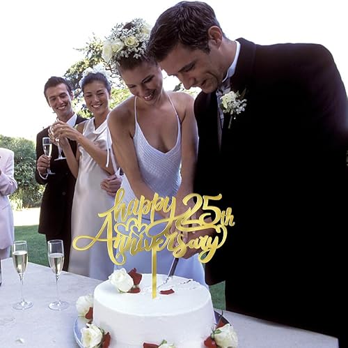 Miniatura 4 de Decoración de pastel de 25 aniversario con purpurina plateada, para aniversario de boda, fiesta de boda, saludos a 25 años, suministros de