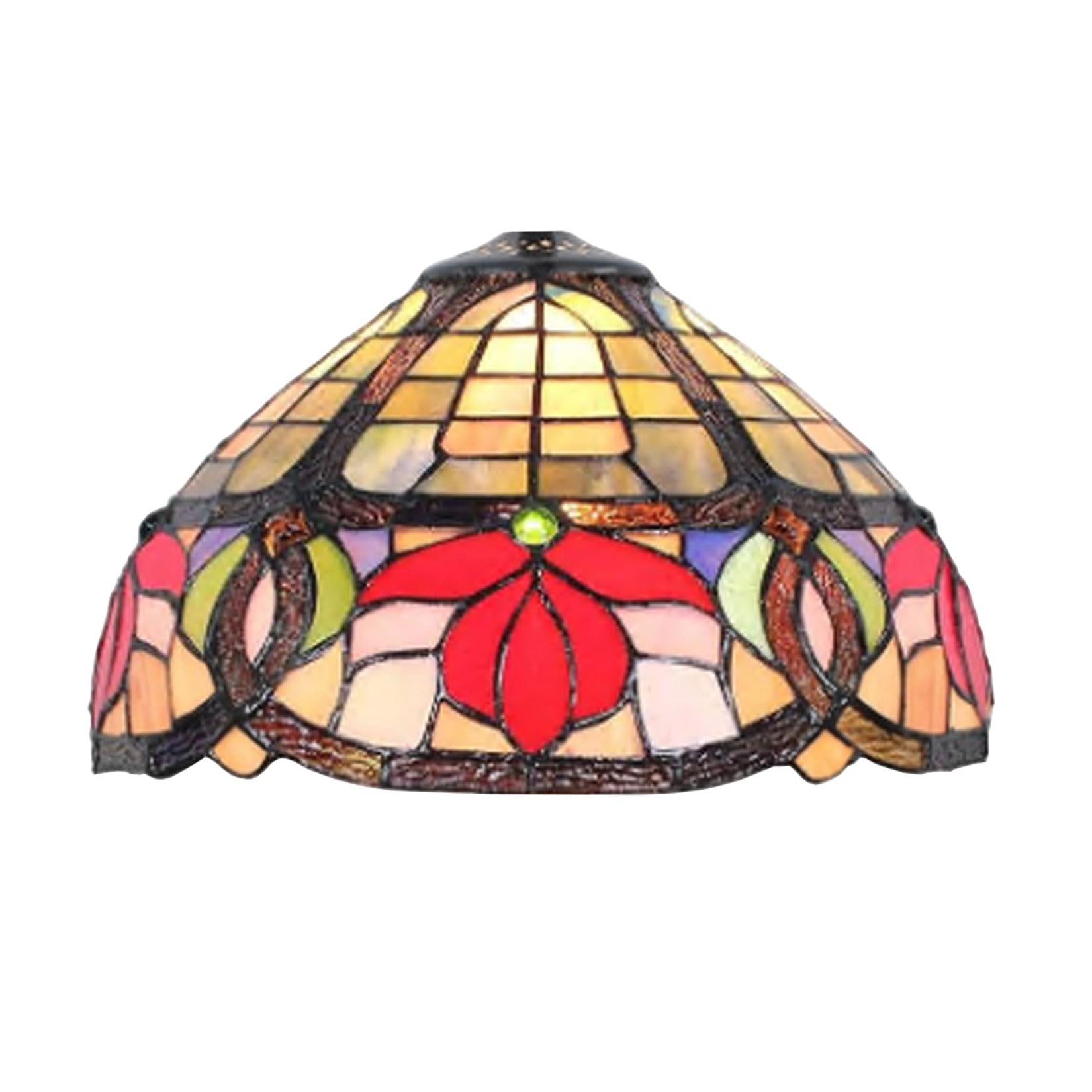 SaryEdge Tiffany Lamp Shade Replacement Only 12X7 Inch Baroque Stained Glass Lampshades, Vintage Victorian Red Mahogany Elegance Light Cover for Table Lamp Hanging Pendant lamp Ceiling，