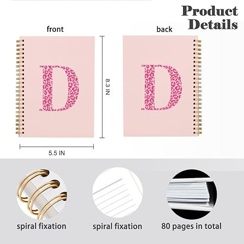 Miniatura 150 de Bnwepo Initial Leopard Letter T Notebook Journal, Preppy Bow Monogrammed Monogram Gifts for Women, Monogram Notebook Journal, Personalized Notebook