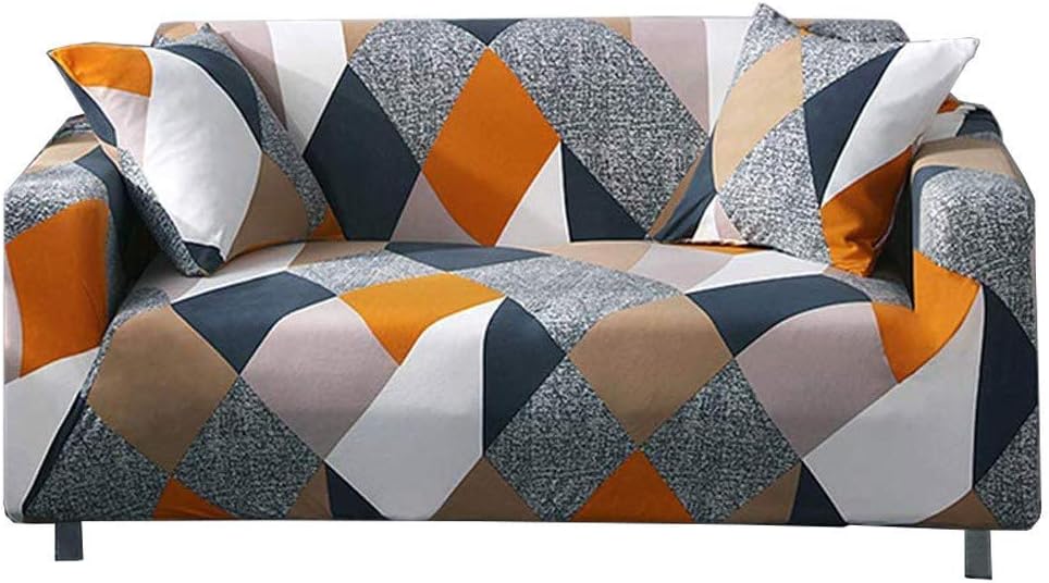 nordmiex Couch Cover Stretch Arm Chair Large Sofa Slipcover with 2 Pillowcases Leather Furniture Protector from Pet for 3-Seat Sofa, (Sofa-3 Seater,Geometric)