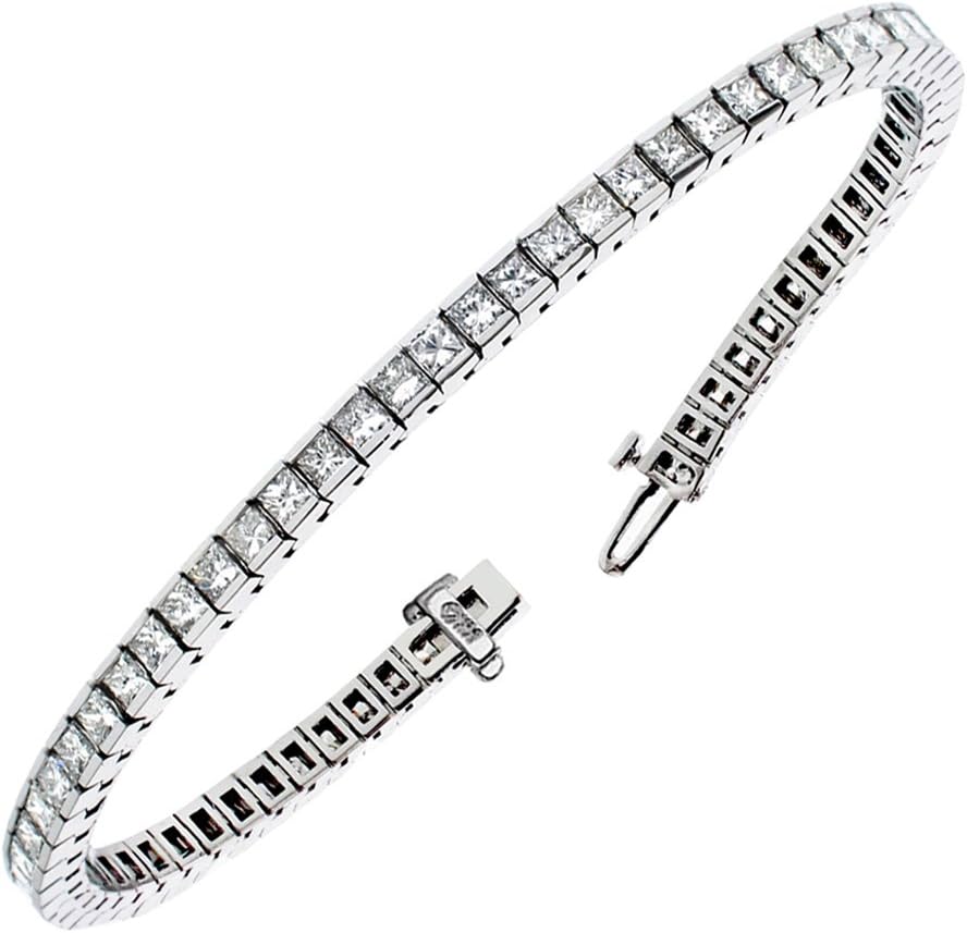 VIP Jewelry ArtWhite Gold Womens Princess Cut Channel Set Diamond Tennis Bracelet 5 CT TW (F-G-color/VS2-SI1-clarity)