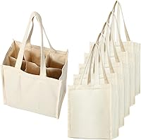 Vista 8 de Berlune 3 piezas de bolsa de vino reutilizable de 6 botellas con divisor de lona, lavable, portátil, bolsa de transporte de vino resistente