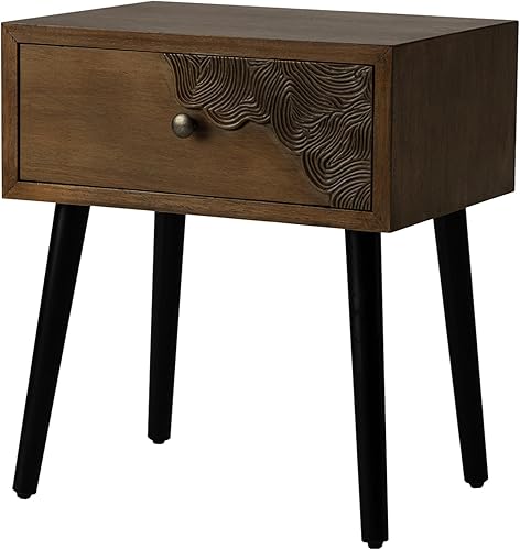 Miniatura 18 de COSIEST Mesita de noche, mesa auxiliar rústica con 3 cajones, mesita de noche de madera vintage con patas sólidas, mesa auxiliar moderna para Patrón