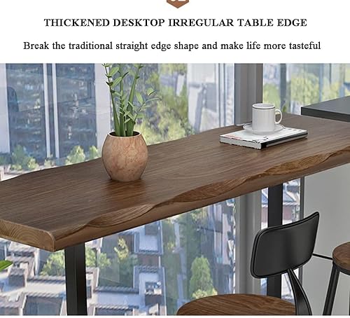 Miniatura 7 de Mesa de bar de madera maciza vintage irregular trípode de hierro mesa rectangular de escritorio alta junto a la ventana cocina comedor jardín sala
