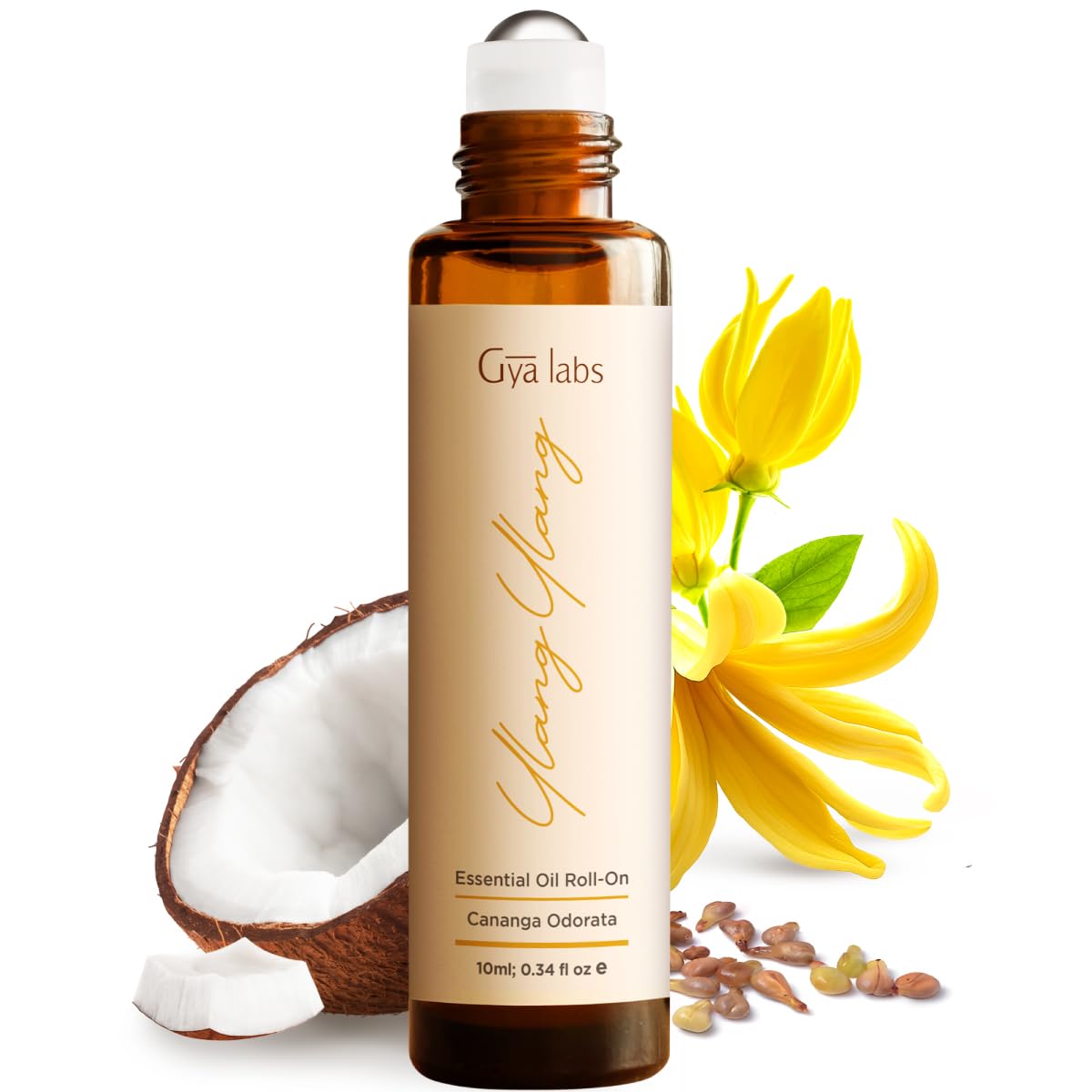 Ylang Ylang Essential Oil Roll On - 0.34 Fl Oz - Travel Size Roller for Camping, Skin, Aromatherapy Relief, Convenience
