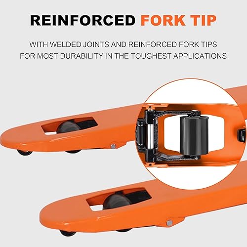 Miniatura 6 de Tory Carrier Pallet Jack de mano, camión de plataforma manual de servicio estándar 48" Lx27 W 5500lbs Capacidad