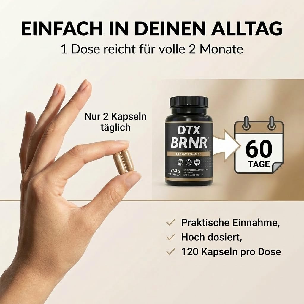 DTX BRNR Leber Komplex + Stoffwechsel Kapseln mit Cholin, Grüner Tee, Artischocke, Mariendistel, Löwenzahn & Kurkuma, 120 vegane Kapseln