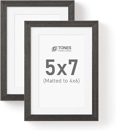 Vista 142 de Marco de fotos de 5 x 7, marco de 5 x 7 pulgadas, marco de 4 x 6 pulgadas, acabado de chapa de madera, marco de fotos de 5 x 7 pulgadas con paspartú