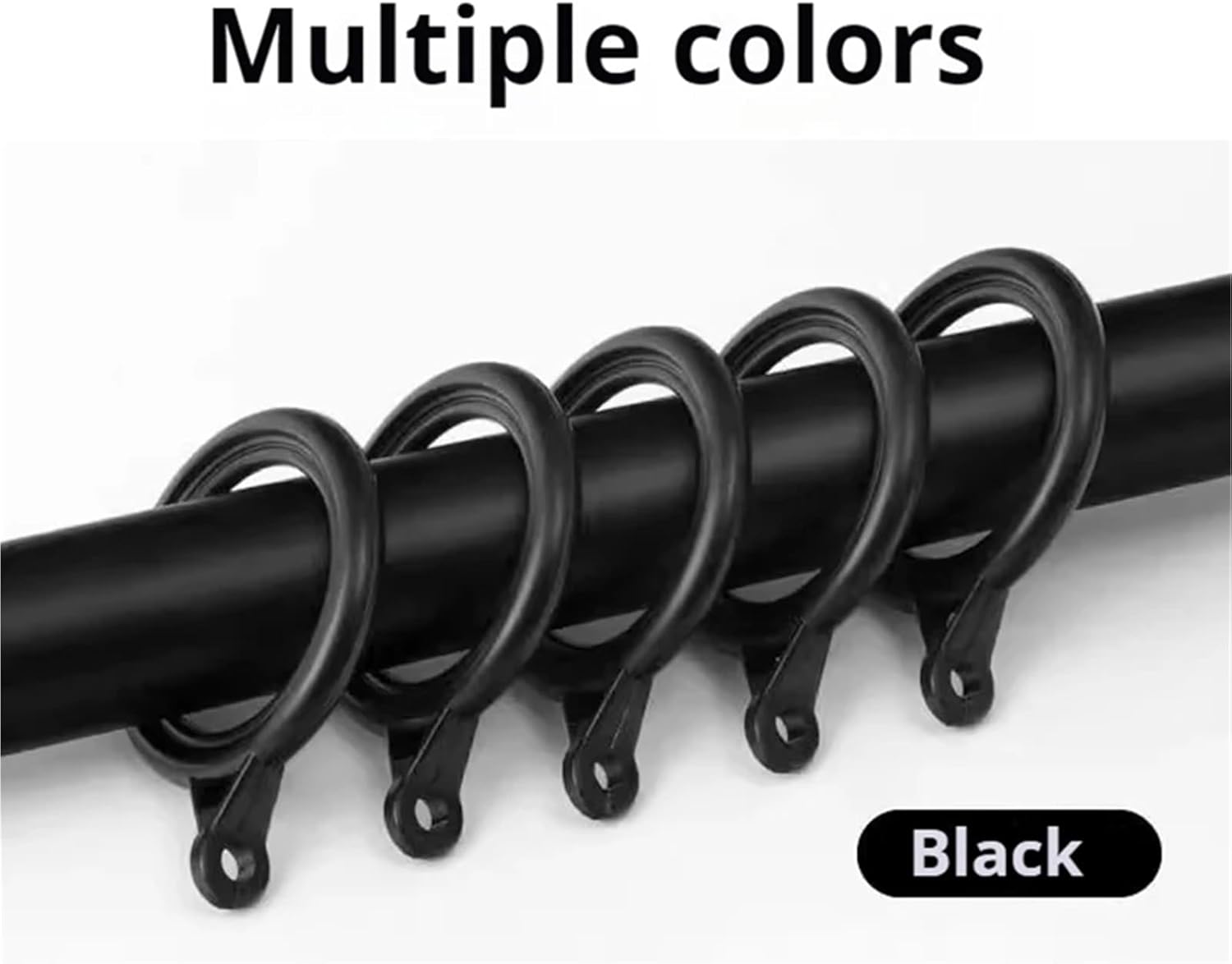 Curtain Rings 100pcs 35Mm Inner Plastic Curtain Rings Home Shower Window Bath Curtain Hook Rod Clips for Curtains Rods Hanging Hooks(Black)