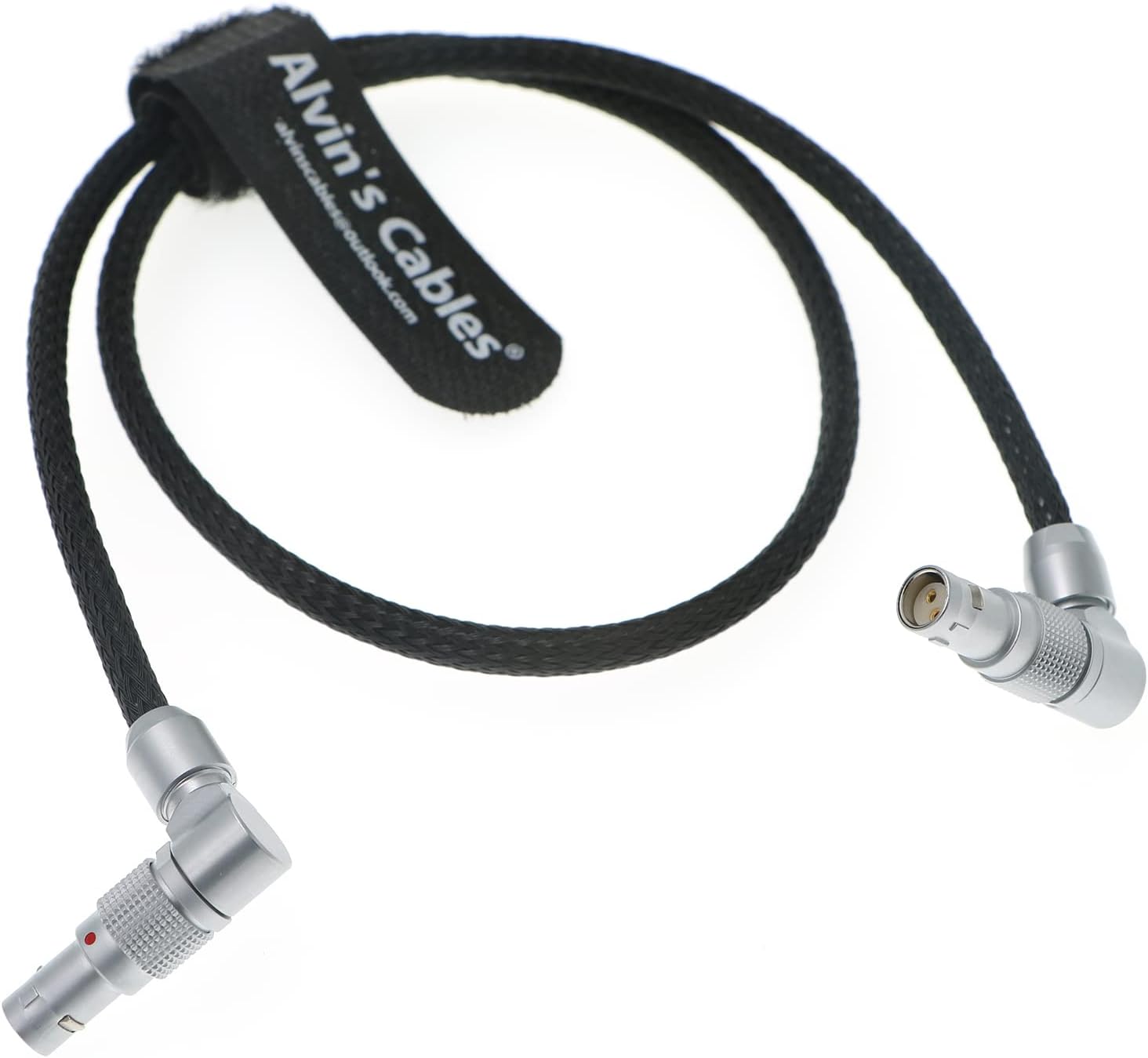 Alvin's Cables for Red-Komodo Rotatable Flexible Power-Cable 2-Pin Female to Adjustable Right-Angle 2-Pin Male Cord
